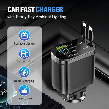 🔥Black Friday Mega Deal – 50% off!🔥Car Fast Charger with Starry Sky Ambient Lighting
