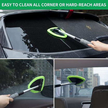 💥 💥 🔥 Windshield Cleaning Tool, Microfiber Car Window Cleaner with 4 Reusable and Washable Microfiber Pads and Extendable Handle